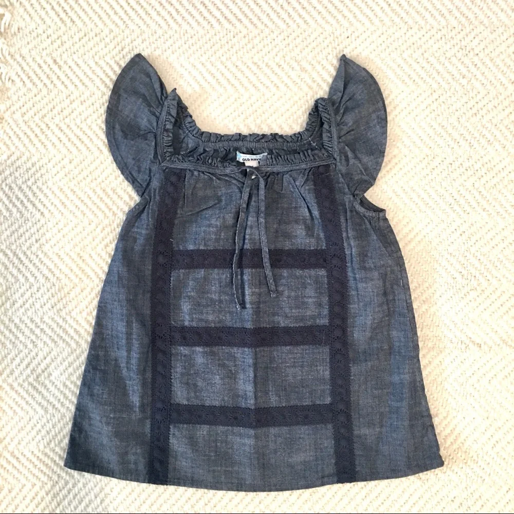 Old Navy kids child girl shirt sleeveless denim cotton knit school summe…